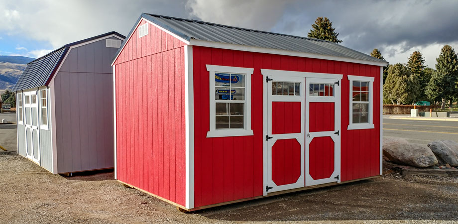 Painted Red and White Shed at Old Hickory Sheds of the Big Horn Basin Cody WY